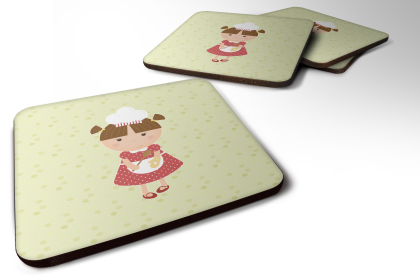 Baker Foam Coaster (Color: Brunette Baker on Green, size: 3.5 x 3.5)