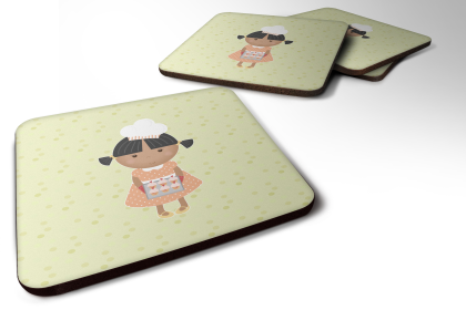 Baker Foam Coaster (Color: African American Baker on Green, size: 3.5 x 3.5)