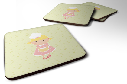 Baker Foam Coaster (Color: Blonde Baker on Green, size: 3.5 x 3.5)