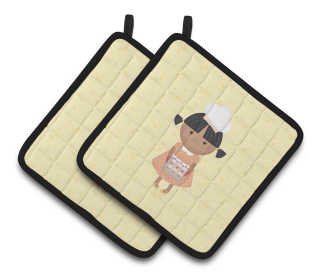 Baker on Pair of Pot Holders (Color: African American Baker on Yellow, size: 7.5 x 7.5)
