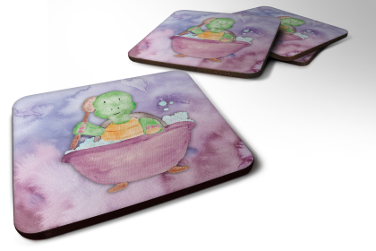 Turtle Foam Coaster (Color: Turtle Bathing Watercolor, size: 3.5 x 3.5)
