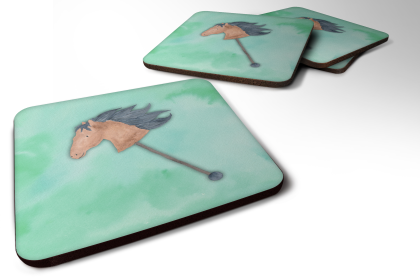 Stick Horse Watercolor Foam Coaster (Color: Stick Horse, size: 3.5 x 3.5)