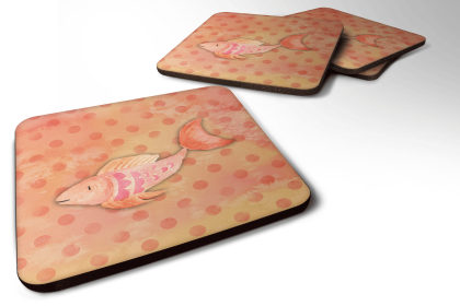 Fish/Sealife Foam Coaster (Color: Orange Fish Watercolor, size: 3.5 x 3.5)