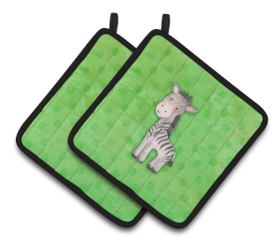 Animal Polkadot Watercolor Pair of Pot Holders (Color: Polkadot Zebra Watercolor, size: 7.5 x 7.5)