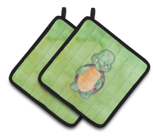 Animal Watercolor Pair of Pot Holders (Animal: Turtle)