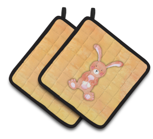 Animal Watercolor Pair of Pot Holders (Animal: Rabbit)