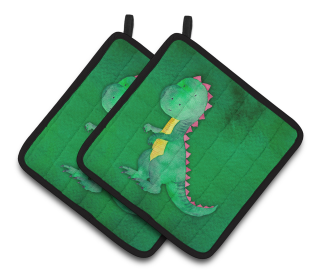 Animal Watercolor Pair of Pot Holders (Animal: Tyrannosaurus Rex)