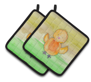 Animal Watercolor Pair of Pot Holders (Animal: Chicken)