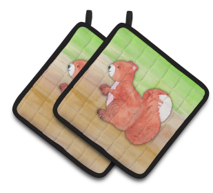Animal Watercolor Pair of Pot Holders (Animal: Squirrel)