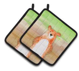 Animal Watercolor Pair of Pot Holders (Animal: Bear)