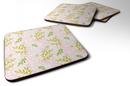 Watecolor Foam Coaster (Color: Leaves Pink, size: 3.5 x 3.5)