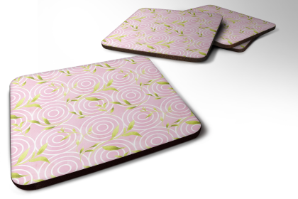 Gemoetric Circles/Watercolor Foam Coaster (Color: Pink, size: 3.5 x 3.5)