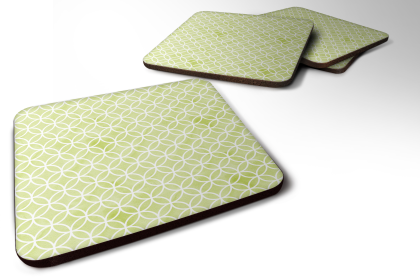 Gemoetric Circles/Watercolor Foam Coaster (Color: green, size: 3.5 x 3.5)