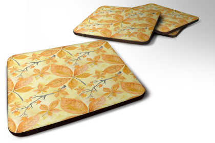 Fall Theme Foam Coaster (Color: Leaves and Branches, size: 3.5 x 3.5)
