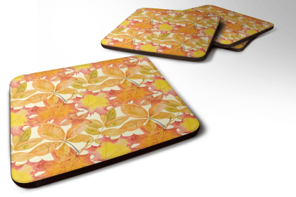 Fall Theme Foam Coaster (Color: Leaves Watercolor, size: 3.5 x 3.5)