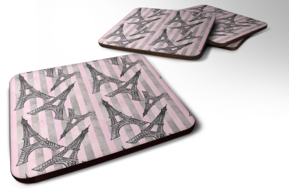 Watecolor Foam Coaster (Color: Eiffel Tower and Stripes, size: 3.5 x 3.5)