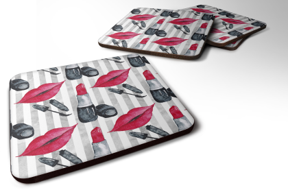 Watecolor Foam Coaster (Color: Lipstick and Grey Stripes, size: 3.5 x 3.5)