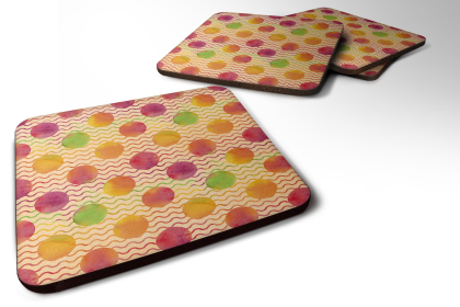 Watecolor Foam Coaster (Color: Rainbow Dots and Sqiggles, size: 3.5 x 3.5)