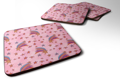 Watecolor Foam Coaster (Color: Shooting Stars on Pink, size: 3.5 x 3.5)