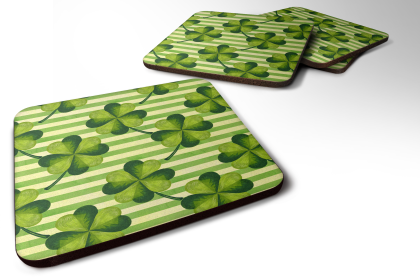 Watecolor Foam Coaster (Color: Shamrock Stripes, size: 3.5 x 3.5)