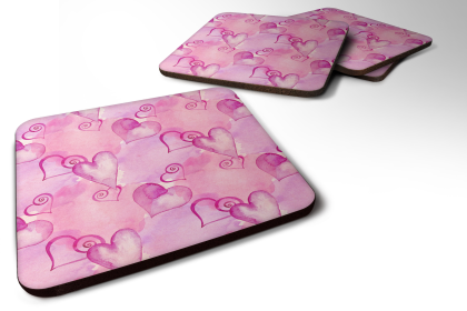 Watecolor Foam Coaster (Color: Hot Pink Hearts, size: 3.5 x 3.5)