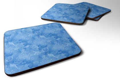 Watecolor Foam Coaster (Color: Christmas Trees and Ornaments 2, size: 3.5 x 3.5)