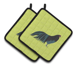 Bird on Pair of Pot Holders (Breed: Sumatra Chicken)