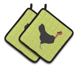 Bird on Pair of Pot Holders (Breed: Naked Neck Chicken)