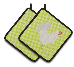 Bird on Pair of Pot Holders (Breed: Leghorn Chicken)