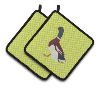 Bird on Pair of Pot Holders (Breed: Rouen Duck)