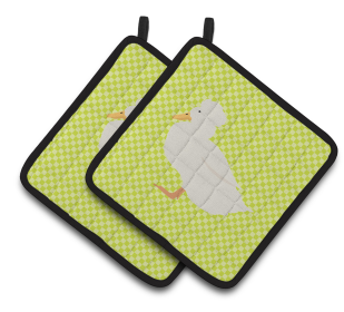 Bird on Pair of Pot Holders (Breed: Crested Duck)