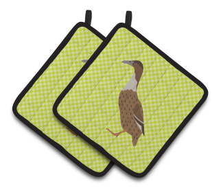Bird on Pair of Pot Holders (Breed: Dutch Hook Bill Duck)
