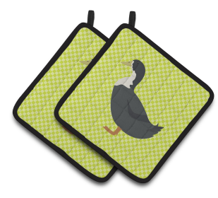 Bird on Pair of Pot Holders (Breed: Blue Swedish Duck)