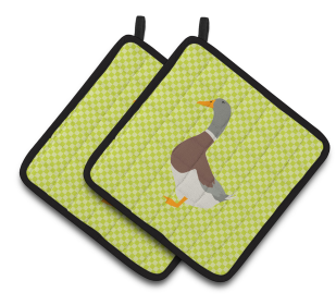 Bird on Pair of Pot Holders (Breed: Saxony Sachsenente Duck)