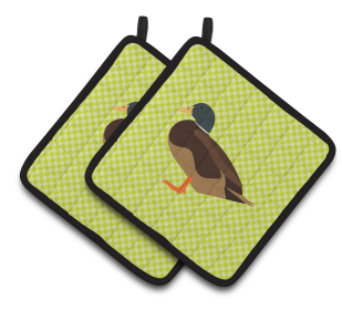 Bird on Pair of Pot Holders (Breed: Silver Bantam Duck)