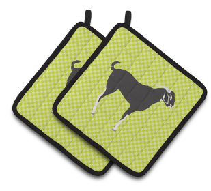 Black Bengal Goat  Animal on Pair of Pot Holders (Breed: Black Bengal Goat)