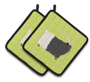 Welsh Black-Necked Goat  Animal on Pair of Pot Holders (Breed: Welsh Black-Necked Goat)