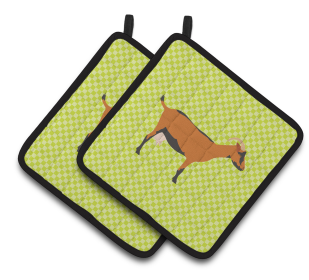 Oberhasli Goat Animal on Pair of Pot Holders (Breed: Oberhasli Goat)