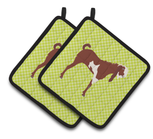 Jamnapari Goat Animal on Pair of Pot Holders (Breed: Jamnapari Goat)