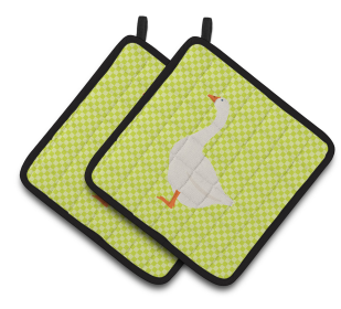 Bird on Pair of Pot Holders (Breed: Embden Goose)
