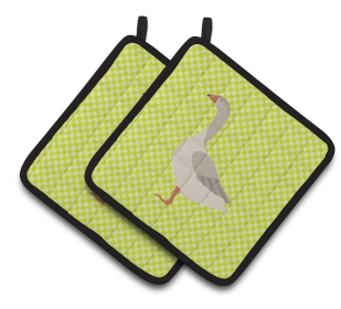 Bird on Pair of Pot Holders (Breed: Steinbacher Goose)
