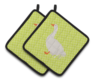 Bird on Pair of Pot Holders (Breed: Sebastopol Goose)