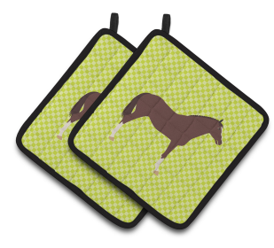 English Thoroughbred Horse Animal on Pair of Pot Holders (Breed: English Thoroughbred Horse)
