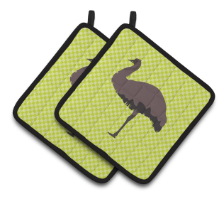 Bird on Pair of Pot Holders (Breed: Emu)