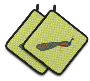 Bird on Pair of Pot Holders (Breed: Indian Peacock Peafowl)