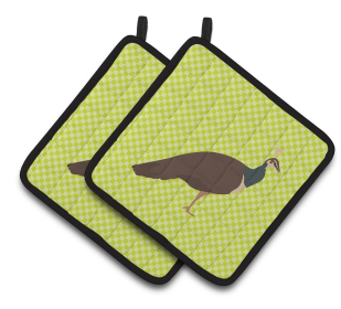 Bird on Pair of Pot Holders (Breed: Indian Peahen Peafowl)