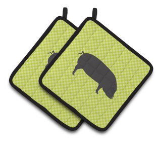 Devon Large Black Pig Animal on Pair of Pot Holders (Breed: Devon Large Black Pig)