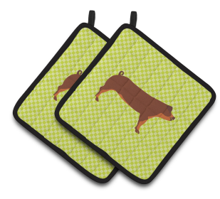 Duroc Pig Animal on Pair of Pot Holders (Breed: Duroc Pig)