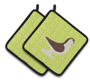 Bird on Pair of Pot Holders (Breed: Large Pigeon)