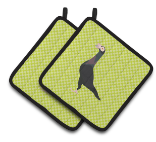 Bird on Pair of Pot Holders (Breed: English Carrier Pigeon)